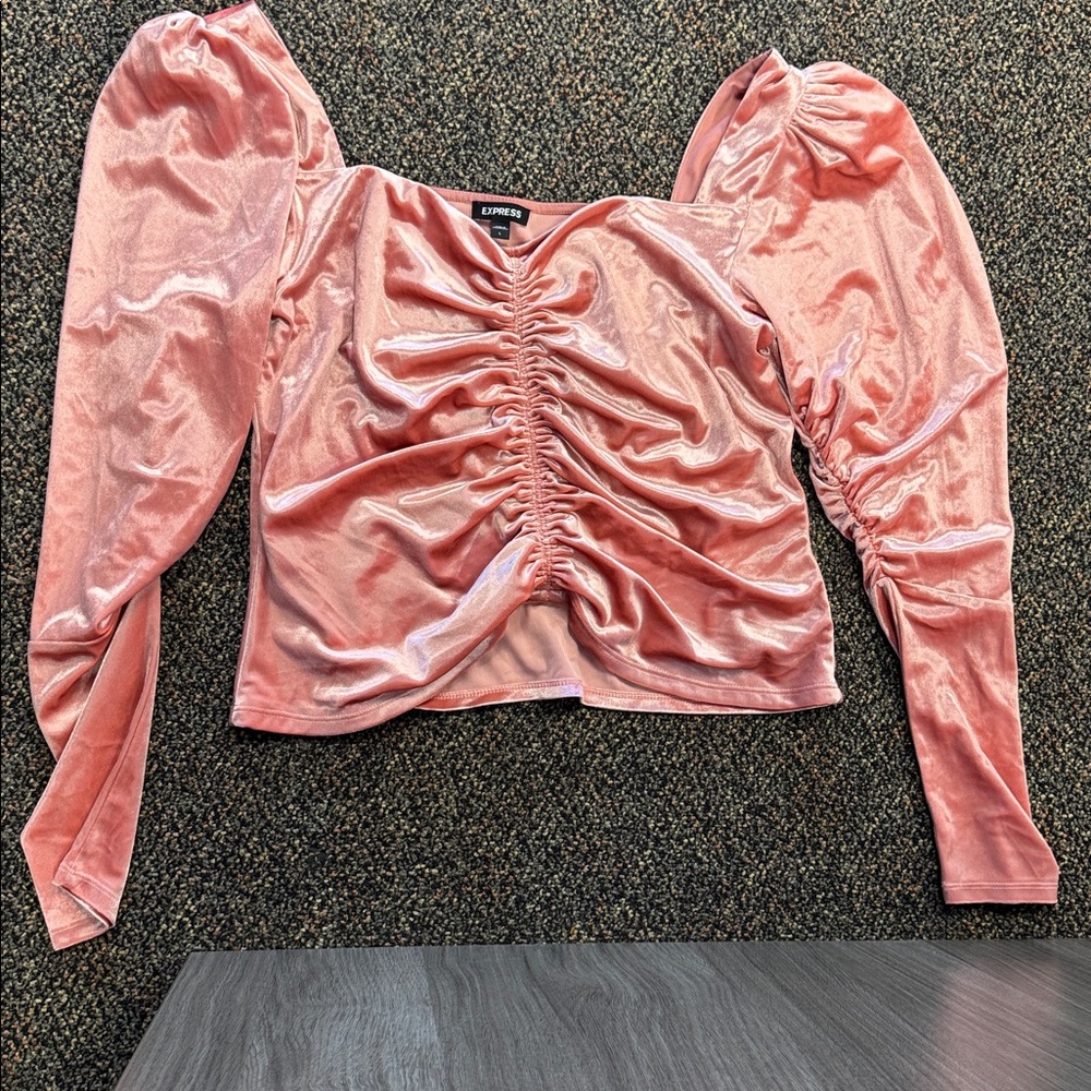 Express Blush Velvet Ruched Top